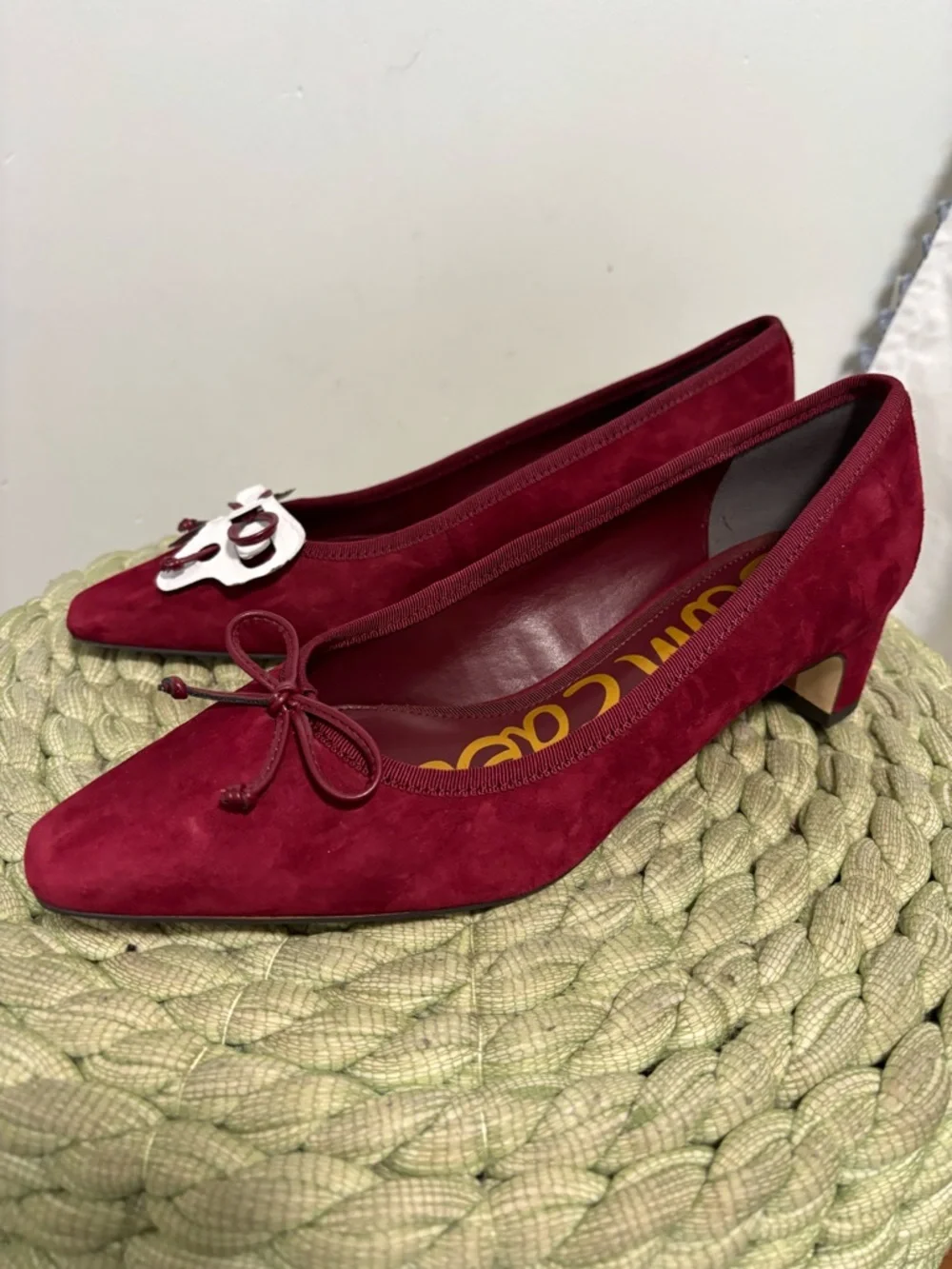 NEW Sam Edelman Rinda Wine Suede Low Block Heel Pumps - Picture 4 of 9